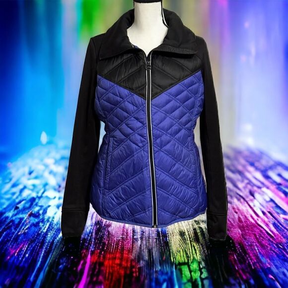 Michael Kors jacket Down Filled Lightweight puffer  Size M Blue & Black Like New - Picture 11 of 11